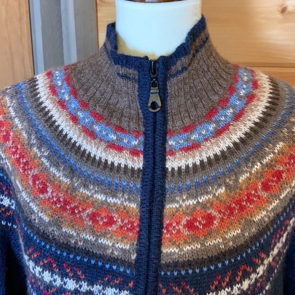 Peruvian Highlands by El Anyi alpaca Fair Isle cardigan sweater Size Medium - Picture 2 of 12